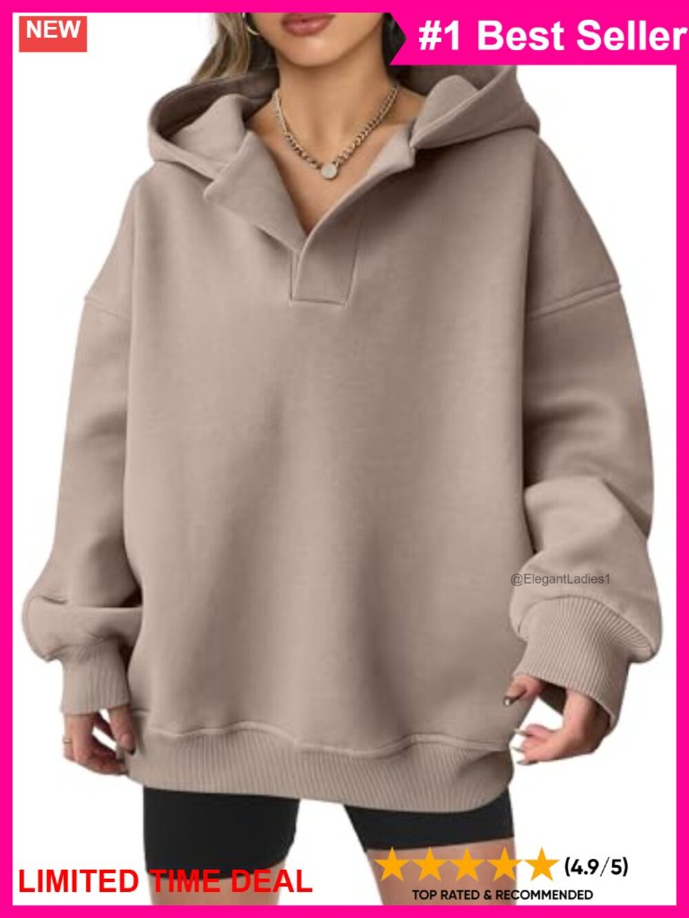 Oversized V Neck Hooded Sweatshirt Long Sleeve Pullover Y2K